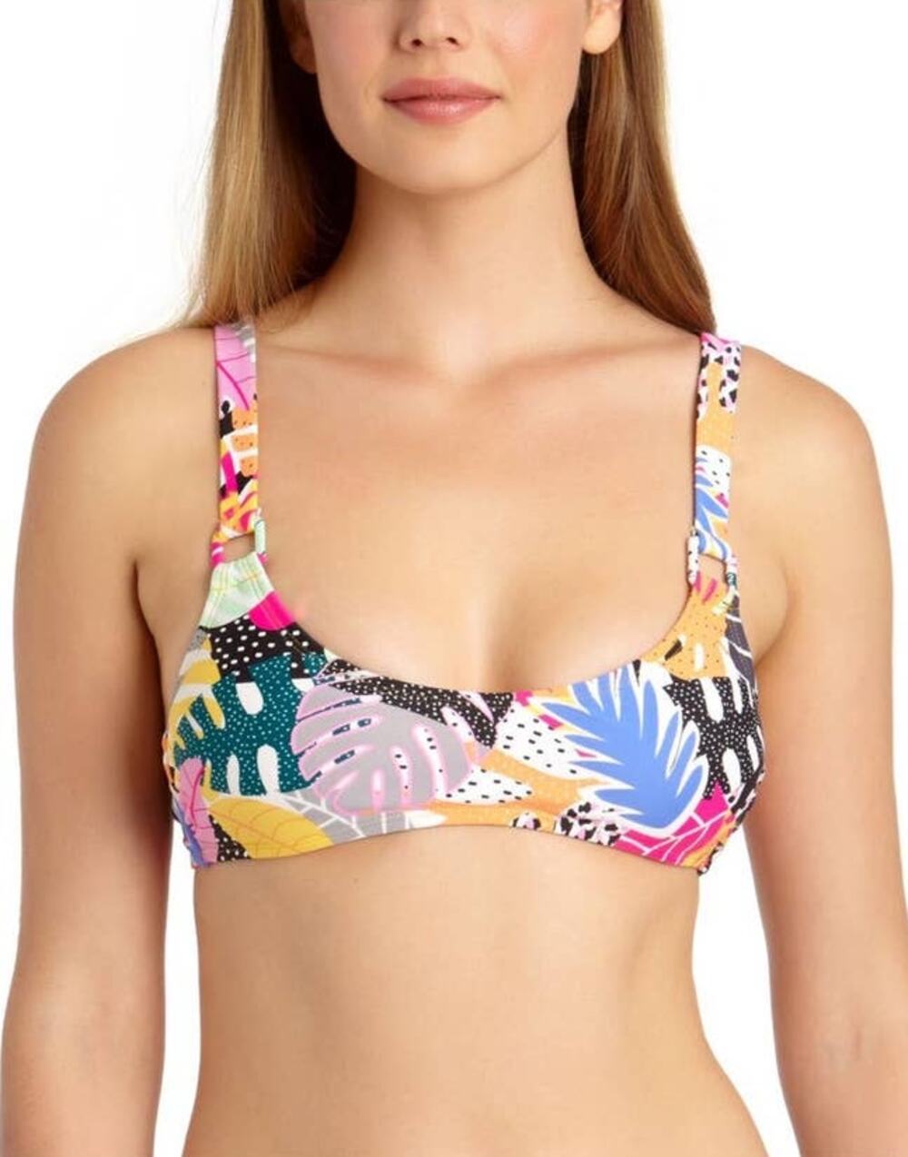 California Waves Playful Tropical Print Bralette Bikini Top - L